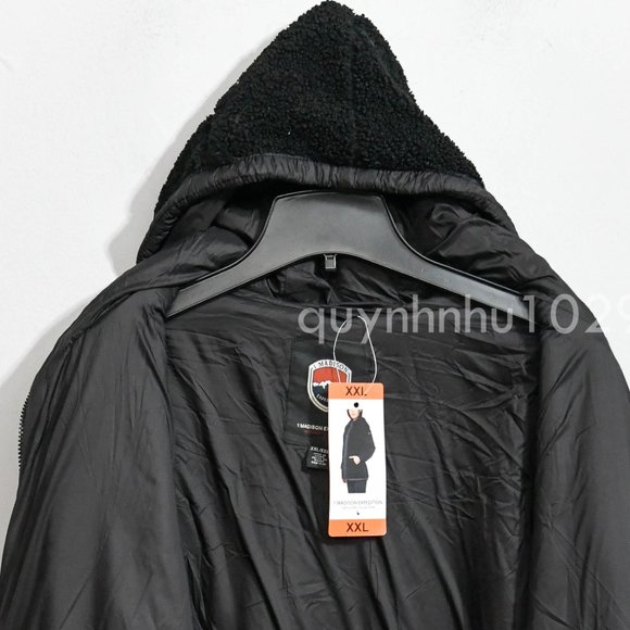 1 Madison Ladies' Fuzzy Jacketn in black - Picture 4 of 7